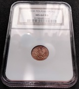 1 GROSZ 1939 ROK - NGC MS 64 RD