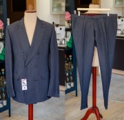 Lekki dwurzędowy garnitur Club of Gents r54, Len + Lyocell, granatowy, 6x2