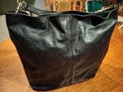 Czarna Duża Torebka Damska ze skóry Prawdziwej