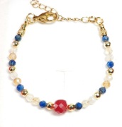 KOMPLET BRANSOLETKA KOLCZYKI STAL SZLACHETNA 316L KAMIEŃ CYTRYN LAPIS 