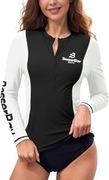 BesserBay Damska koszulka Rash Guard z długim rękawem L, zamek, filtr UV 
