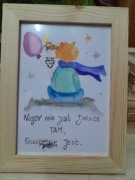 Akwarelka z cytatem z małego księcia 