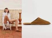 MANGO klapki mule karmel 100% skóra zamsz naturalny NOWE 37