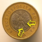 2 ZŁOTE 1994 MONETA >>> DESTRUKT >>> NADLEWKI NA ORLE