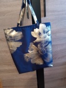 Torebka damska granatowa w złote kwiaty