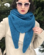 Chusta / szal z alpaki i merynosa / ręcznie wydziergana na drutach / turkus