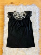 Damska czarna koszulka z koronką S