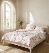 Pościel wiosenna w truskawki biała bawełna 160x200cm