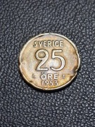 SZWECJA 25 ORE 1953 SREBRO 