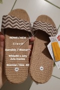 NOWE  Damskie lekkie klapki/pantofle z wyściółką z naturalnej juty, Roz. 40