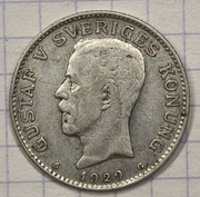 #2909 Szwecja 1 korona 1929  srebro ładna 