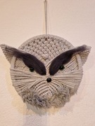 Kot z makramy , kolor szary.  26 cm 