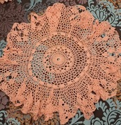 Łososiowe Serwetki 2sztuki- szydełkoPRL-47cm