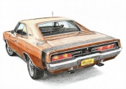 Rysunek samochodu Dodge Charger R/T format A4