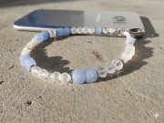 Biżuteryjna smycz do telefonu Chalcedon i Kamień Księżycowy, Mattè Prism