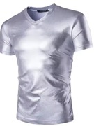 Koszulka męska wow w eleganckim stylu blask srebra