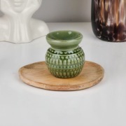 Ceramiczny Kominek Zapachowy | Zielony | Motyw kropli
