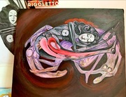 Obraz akrylowy kobieta sylwetki czerwony / czarny