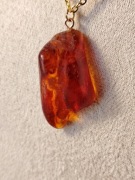 Wisiorek Bursztyn Bałtycki Naturalny | Stal Szlachetna Pozłacana