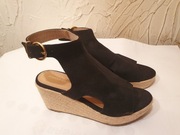 Czarne koturny, skóra zamsz, Anna Field 38