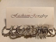 Kolczyki damskie 6 par kolor srebrny 