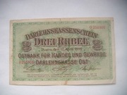 BANKNOT  3 ruble 1916 r. Poznań seria O