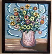 ,,Kwiaty w doniczce 2’’ obraz olejny na desce