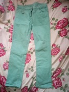 Spodnie jeans miętowe r.44