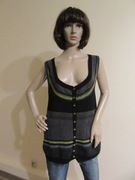 GUDRUN SJODEN wełniana kamizelka swetrowa wzory 100% wełna _ M 