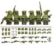 6 Figurek żołnierzy współczesnych z bronią+akcesoria kompatybilne z Lego