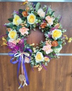 Duży Wianek Kwiatowy na Drzwi/Ścianę – Handmade 45cm, Nowy