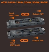 ZASILACZ 12V 150W 12.5A  IP20 SLIM DO TAŚM LED, CCTV
