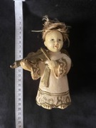 Stara figurka Anioł ze skrzypcami Skrzypaczka Muzyk dekoracja świąteczna