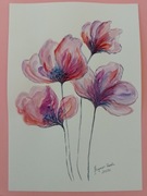 Obrazek z różowo -fioletowymi kwiatami.