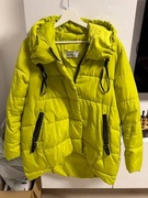 Neonowa limonkowa asymetryczna kurtka puchowa rozmiar M