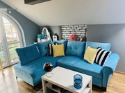 Narożnik Prestige sofa glamour błękitny transport