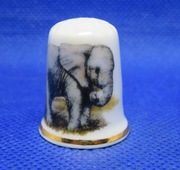 Naparstek Kolekcjonerski Porcelanowy Szary Słoń Knowsley Safari Park 