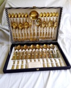Pozłacany komplet sztućców vintage 51 sztuk