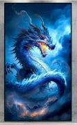 Malowanie diamentami 40x70 - Niebieski smok