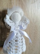 Aniołki białe szydelkowe na choinkę. Ozdoby świąteczne. Zawieszki na choink