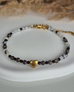 Bransoletka Turmalin,  Kamień Księżycowy i obsydian 