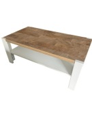 Stolik kawowy biało-drewniany