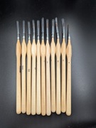 Zestaw 11 Pędzli Precyzyjnych Drewniane Rączki Brązowe Modelarstwo Nylon