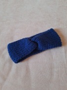 Opaska na uszy głowę czoło miękka turban granatowa handmade 