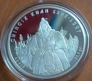 Kazachstan - 100 Tenge 2008 - Czyngis Chan - 1 uncja Srebra Ag925 + Złoto