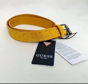 Guess Pasek Damski Żółty Skórzany Logo Metalowa Klamra Nowy Oryginalny