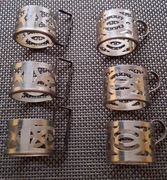 Zestaw 6 koszyczków do szklanek - PRL.