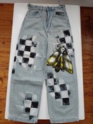 Spodnie jeans ręcznie malowane 