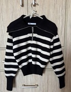 Sweter jesienny w paski Zara z kołnierzem S
