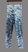 Legginsy damskie sportowe spodnie elastyczne jasno szare wzorzyste 34/XS